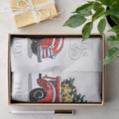 クリスマスヴィンテージ赤いトラックと犬の家族の名前 薄葉紙 (ギフト)