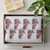 クリスマスヴィンテージ赤いトラックの犬の上に白い雪 薄葉紙 (ギフト)