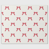 クリスマスヴィンテージ赤いリボン弓クリームホリデー ラッピングペーパー (フラット)