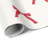 クリスマスヴィンテージ赤いリボン弓クリームホリデー ラッピングペーパー (ロールコーナー)