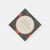 クリスマスヴィンテージ赤い植物緑カスタム園 スタンダードカクテルナプキン (角)