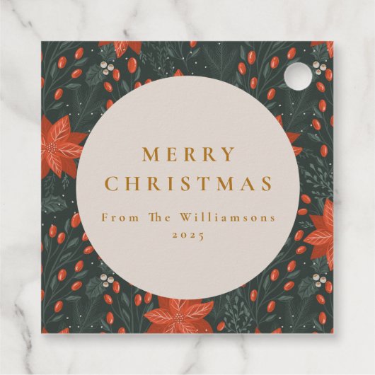 クリスマスヴィンテージ赤い植物緑カスタム園 フェイバータグ (裏面)