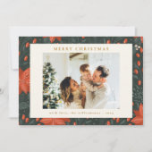 クリスマスヴィンテージ赤い植物緑2枚の写真 シーズンカード (正面)