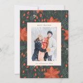 クリスマスヴィンテージ赤い緑2枚の縦写真 シーズンカード (正面)