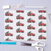 クリスマスヴィンテージ赤トラックの上に白い雪 薄葉紙 (クラフト)