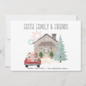 クリスマスヴィンテージ赤パーソナライズされたトラック国 シーズンカード (正面)