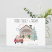 クリスマスヴィンテージ赤パーソナライズされたトラック国 シーズンカード (スタンド正面)
