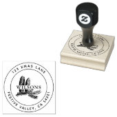 クリスマスヴィンテージ針葉樹パインホリデーアドレス ラバースタンプ (押印)