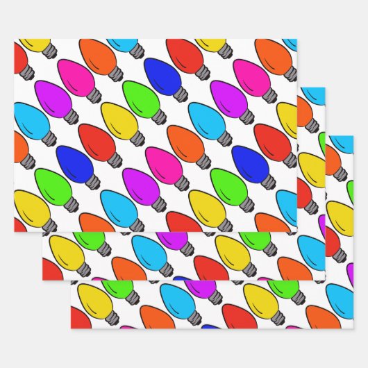 クリスマスヴィンテージ電球ラッピング紙シート ラッピングペーパーシート (セット)