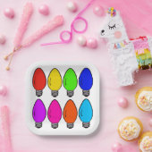 クリスマスヴィンテージ電球 ペーパープレート (パーティー)