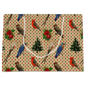 クリスマスヴィンテージ鳥 ラージペーパーバッグ (正面)