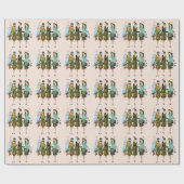 クリスマスヴィンテージ1930の女性クリスマスツリー ラッピングペーパー (フラット)