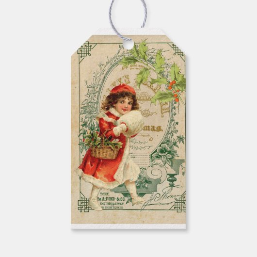 クリスマスヴィンテージ，かわいおもしろいい，レトロ ギフトタグ (裏面)