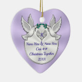 クリスマス一緒のオーナメントパーソナライズされた、任意の年 セラミックオーナメント (右)