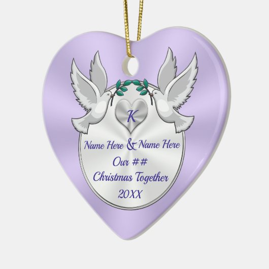 クリスマス一緒のオーナメントパーソナライズされた、任意の年 セラミックオーナメント (左)