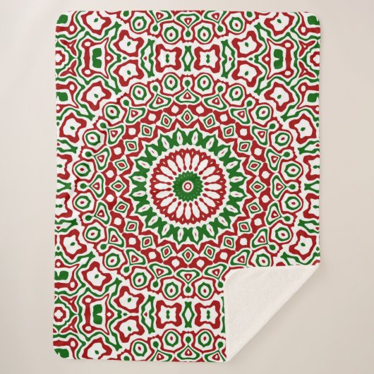 クリスマス万華鏡のように千変万化するパターン シェルパブランケット (正面)