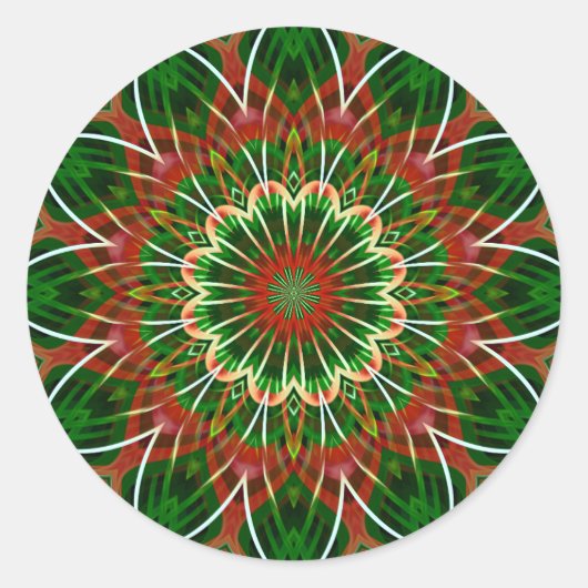 クリスマス万華鏡のように千変万化するパターン ラウンドシール (正面)
