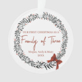 クリスマス三パーソナライズされた飾の家族 オーナメント (正面)