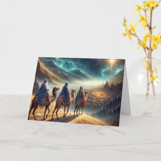 クリスマス三賢後を追男の星 カード (黄色い花)