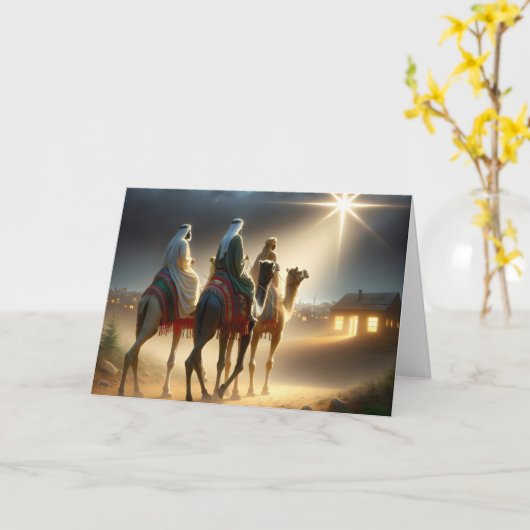 クリスマス三賢後を追男の星 カード (黄色い花)