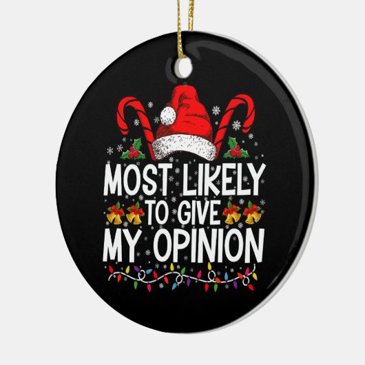 クリスマス与えには僕の意見だおもしろいろう セラミックオーナメント (左)