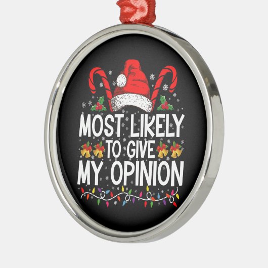 クリスマス与えには僕の意見だおもしろいろう メタルオーナメント (左)