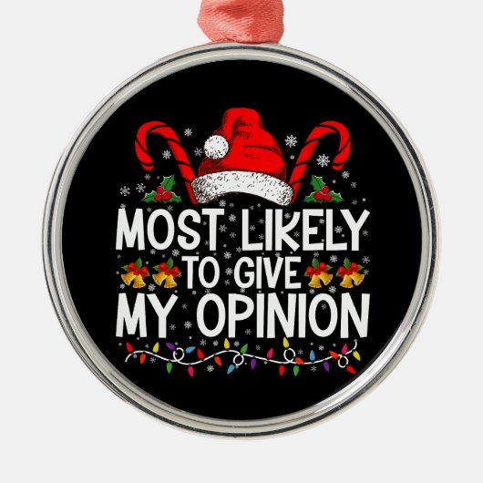 クリスマス与えには僕の意見だおもしろいろう メタルオーナメント (正面)