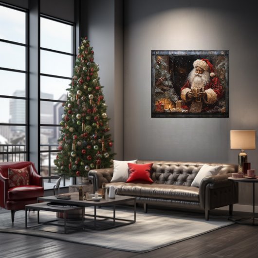 クリスマス与えのブラックサンタ ポスター