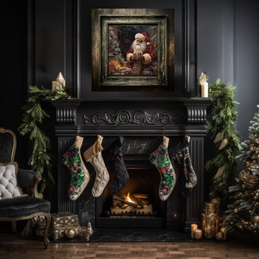 クリスマス与えのブラックサンタ ポスター