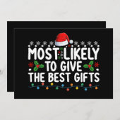 クリスマス与えの贈り物に最も近い 招待状 (正面/裏面)