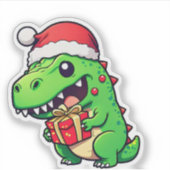 クリスマス与えプレゼントの恐竜 シール (正面)