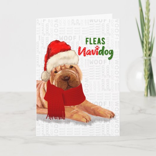 クリスマス中国のかわいいシャールPEI FLEAS NaviDOG シーズンカード (正面)