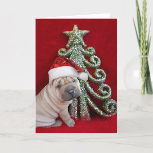 クリスマス中国のシャールpei子犬 シーズンカード