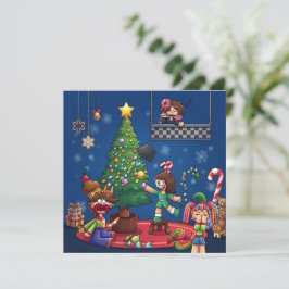 クリスマス中止おもしろチビキャラステッカー カード