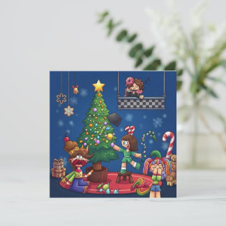 クリスマス中止おもしろチビキャラステッカー カード