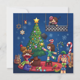 クリスマス中止おもしろチビキャラステッカー カード