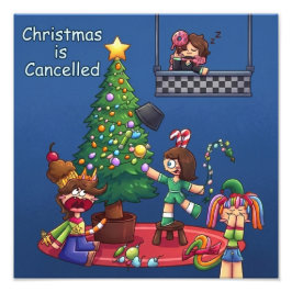 クリスマス中止おもしろチビキャラステッカー フォトプリント