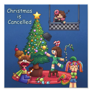 クリスマス中止おもしろチビキャラステッカー フォトプリント