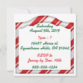 クリスマス乗馬馬ポニー小屋パーティー 招待状 (裏面)