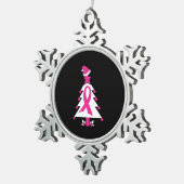 クリスマス乳がん認識度 スノーフレークピューターオーナメント (右)