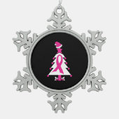 クリスマス乳がん認識度 スノーフレークピューターオーナメント (正面)