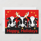 クリスマス乳牛フラットホリデーカード シーズンカード (正面)