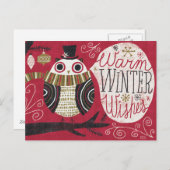 クリスマス予測できなフクロウ シーズンポストカード (正面/裏面)