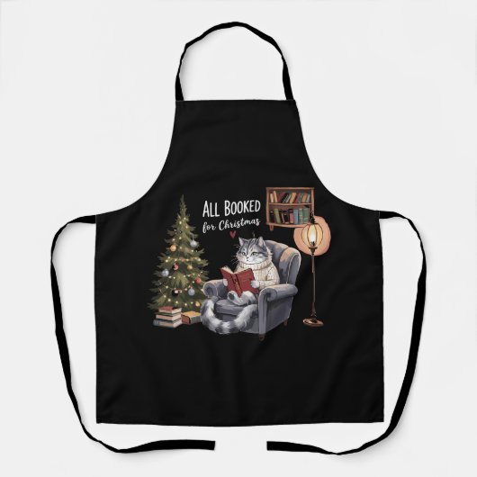 クリスマス予約の猫の冬の準備 エプロン (正面)
