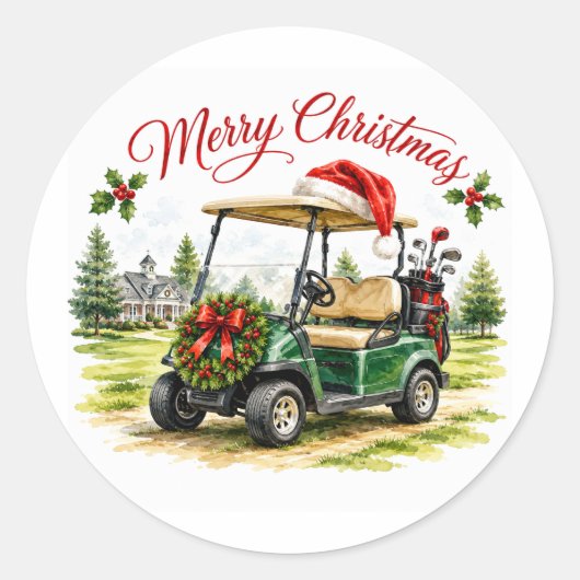クリスマス仕様のゴルフカート ラウンドシール (正面)