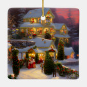 クリスマス仕様のヴィンテージスタイルの家 セラミックオーナメント (裏面)