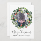 クリスマス付きメリークリスマスフォトカードリース シーズンカード (正面/裏面)