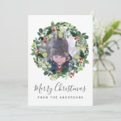 クリスマス付きメリークリスマスフォトカードリース シーズンカード (スタンド正面)