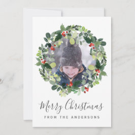 クリスマス付きメリークリスマスフォトカードリース シーズンカード