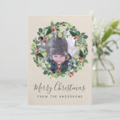 クリスマス付きメリークリスマスフォトカードリース シーズンカード (スタンド正面)